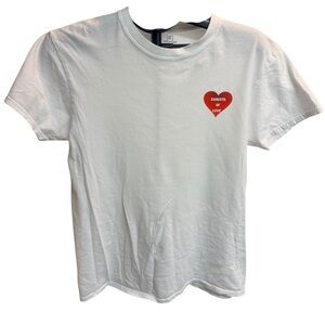 White Tee with Red Heart Gangsta of Love